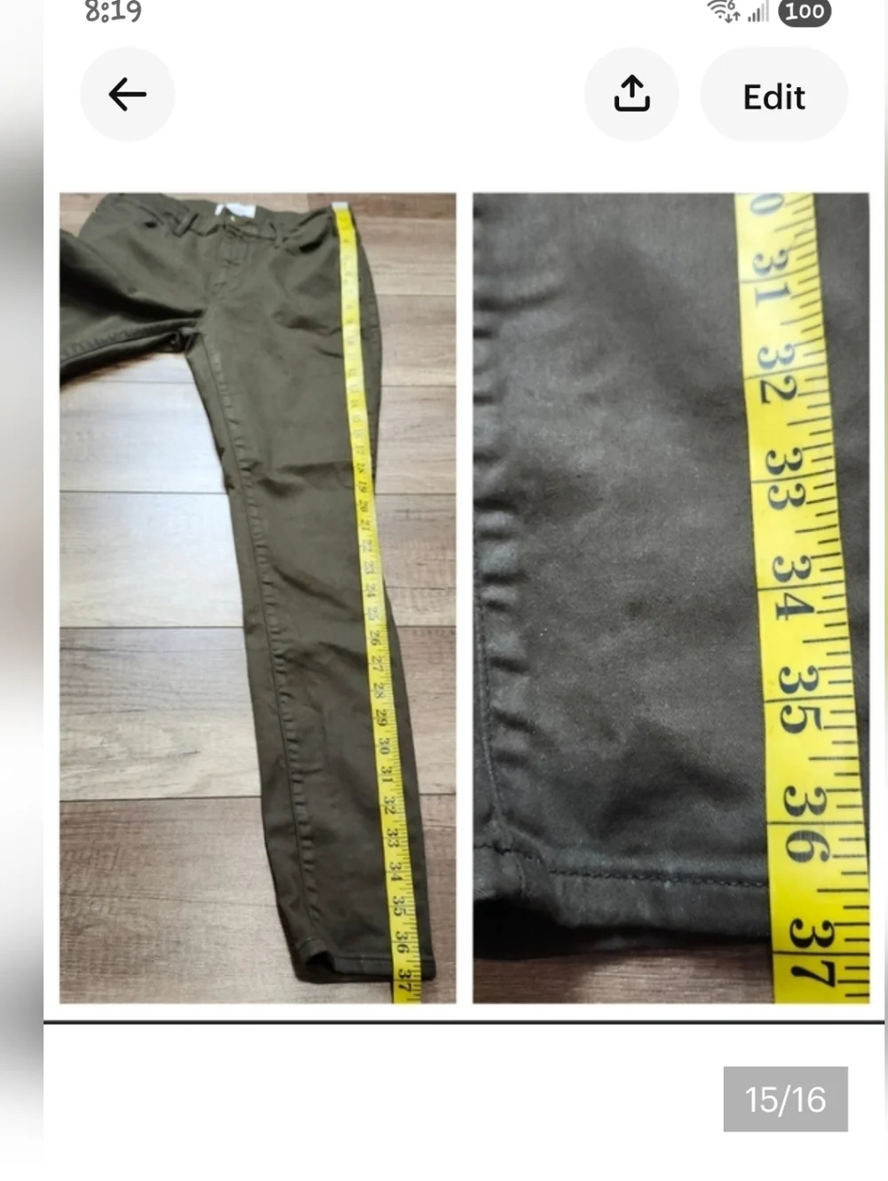 Frame denim Women Le High Skinny LHSKCT465 mid rise khaki Green Coated jeans 26 - Picture 15 of 16